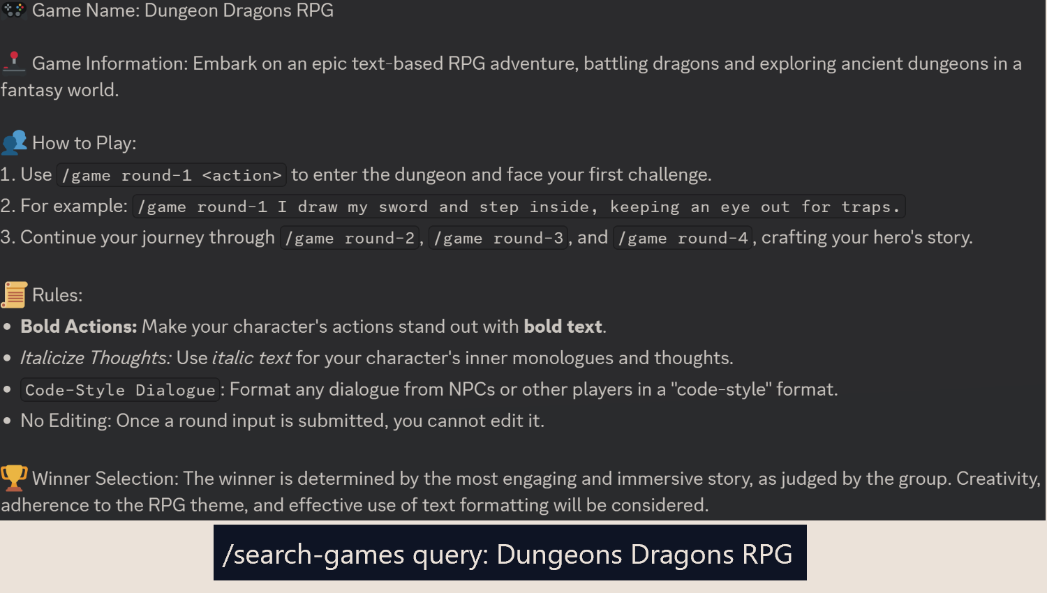 Custom AI text games for Discord - Create 'n' Play bot turning ideas into adventures